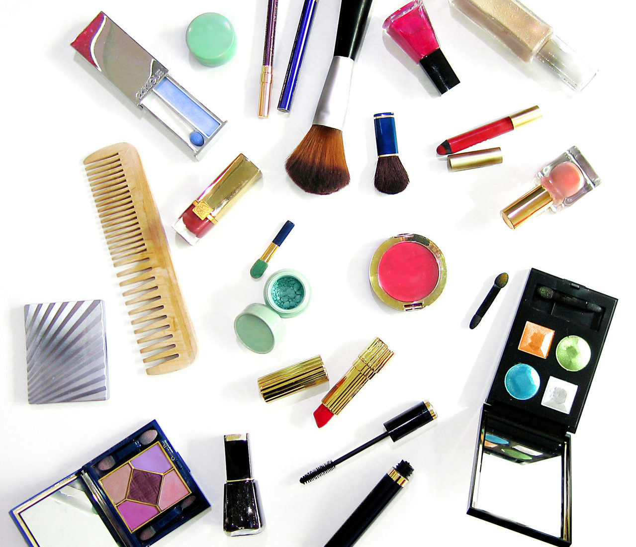 Makeup items scattered