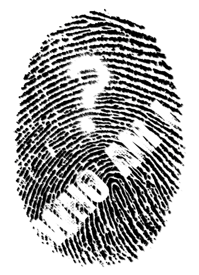 Identity and finding who you are black and white fingerprint